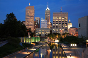 Indianapolis skyline at night time