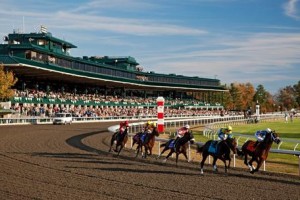horses racing at Keenland racetrack in Lexington