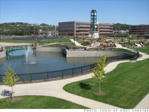 Westchester Kentucky business complex and lake